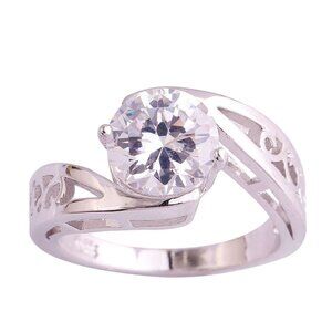 New - White Topaz Silver Ring - Size 7 or 8